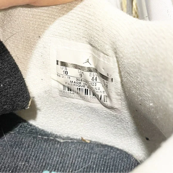 Nike Mens Size 10 Air Jordan 4 Retro White‎ Cement Basketball Shoes Sneakers